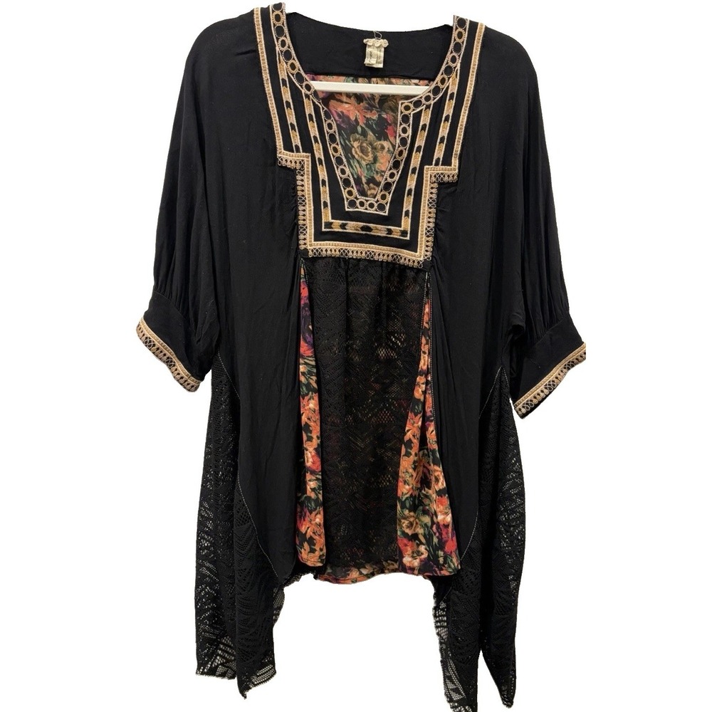 Gimmicks BKE black floral embroidered Folk boho Gunge Lace whisigoth